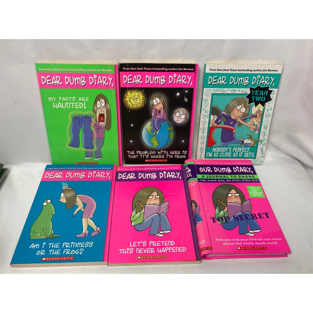 Dear Dumb Diary Jim Benton 6 Book Lot Scholastic + Unused Hardcover Journal